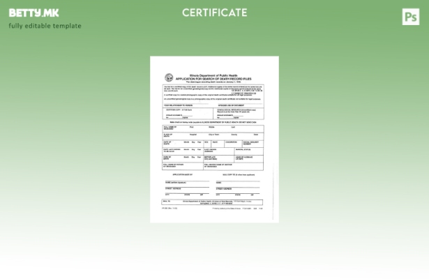 Модерен стил Шаблон за уверение за смрт на Министерството за јавно здравје на СА